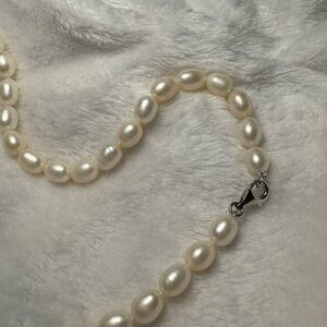 Cream and Silver Pearl Necklace Timeless Elegance